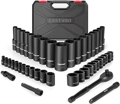 Amazon - Kits de soquetes Eastvolt ASK06, 46 peças, catraca reversível, métrico/SAE R$268