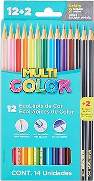 Ecolapis cor, Faber-Castell, multicolor super, 11.1200N+2G, 12 cores + 2 lapis, 14 unidades