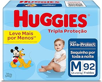 Huggies Tripla Proteção -Fralda Tamanho M 92 Fraldas