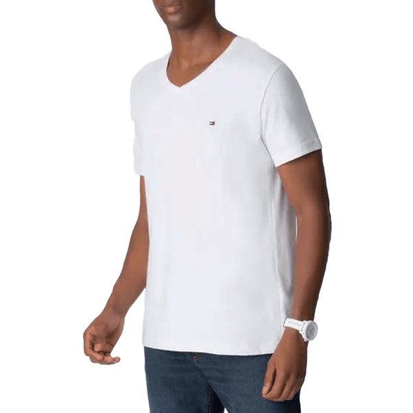 Camiseta Tommy Hilfiger Gola V Clássica Branco Masculino