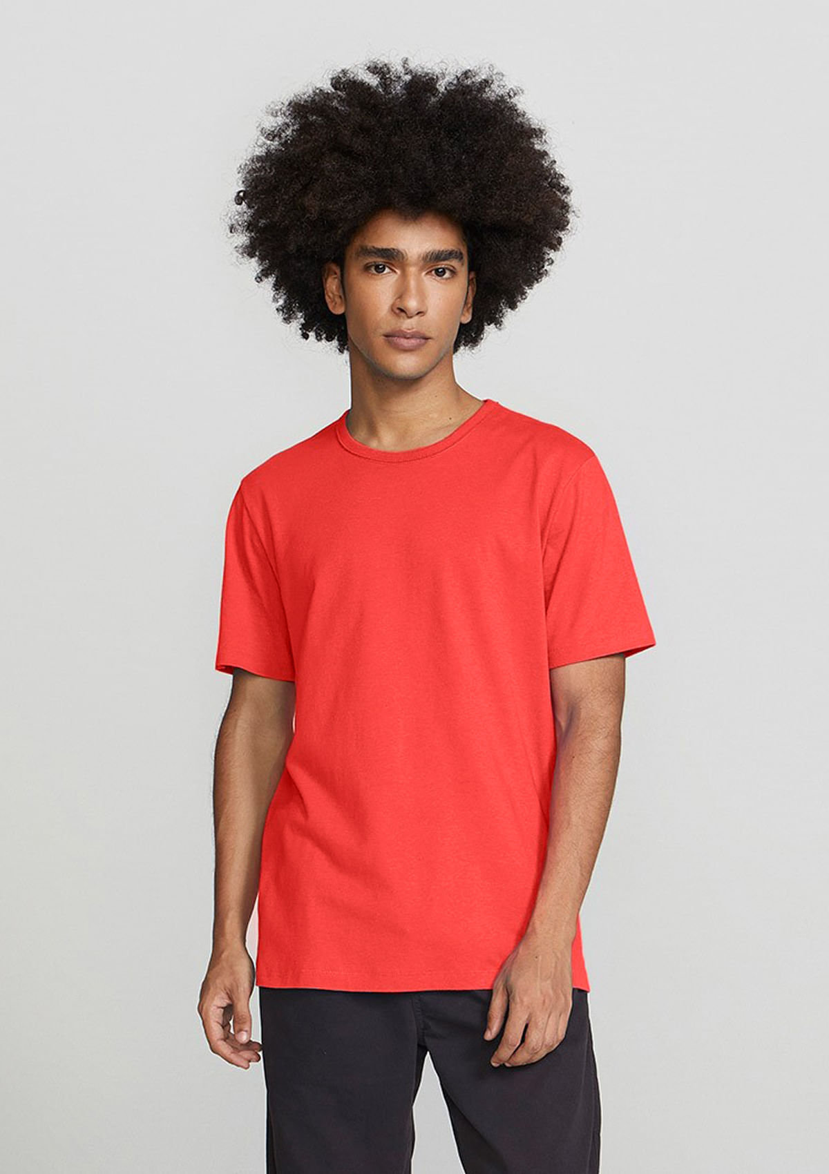Camiseta Básica Masculina Manga Curta Slim - Vermelho Tam XP HERING