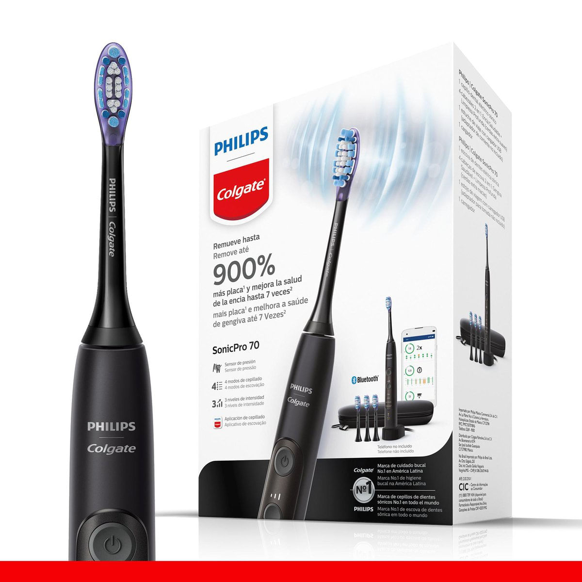 Escova Dental Elétrica Philips Sonicpro 70 com 3 Refis + Estojo para Viagem