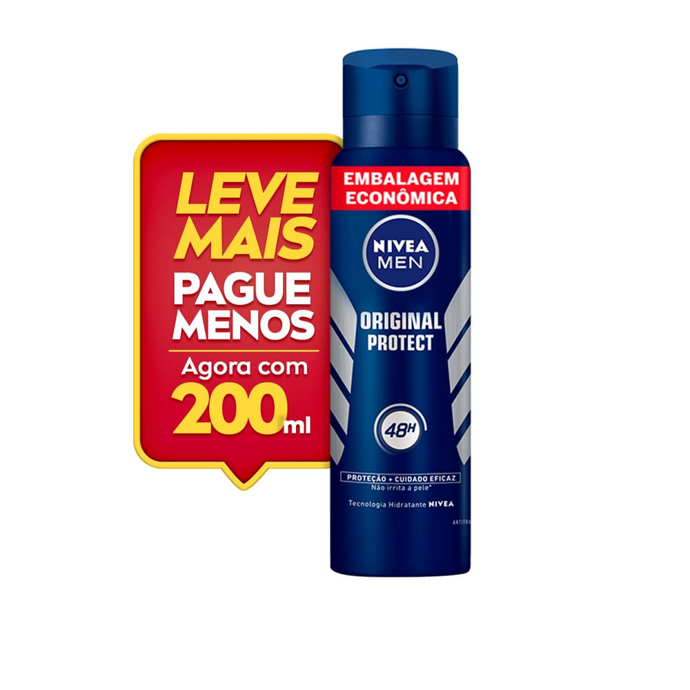 Desodorante Nivea Men Original Protect Aerosol 200ml (Leve 2 pague R$9,99 cada)