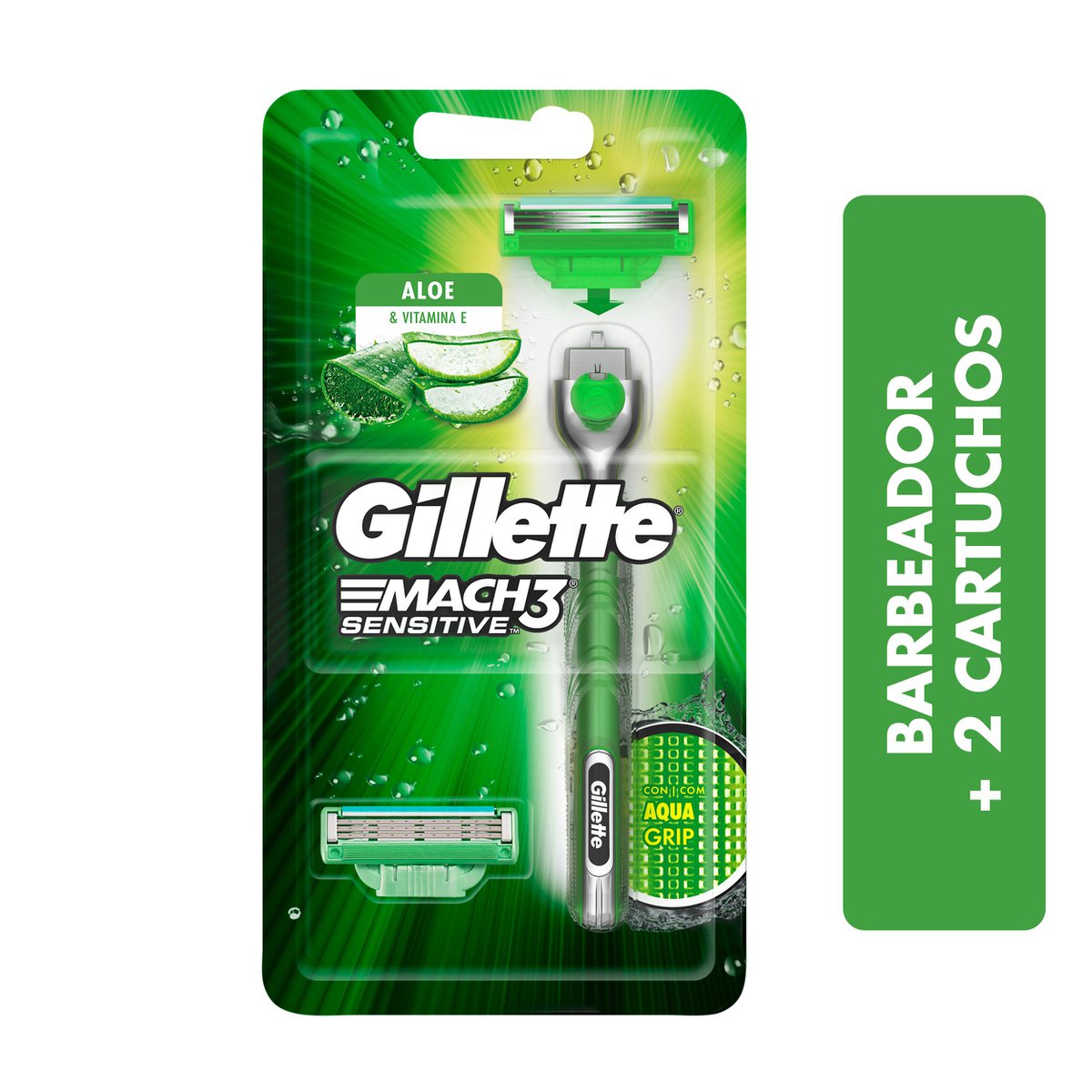 Aparelho De Barbear Gillette Mach3 Acqua Grip 1 aparelho + 2 cargas