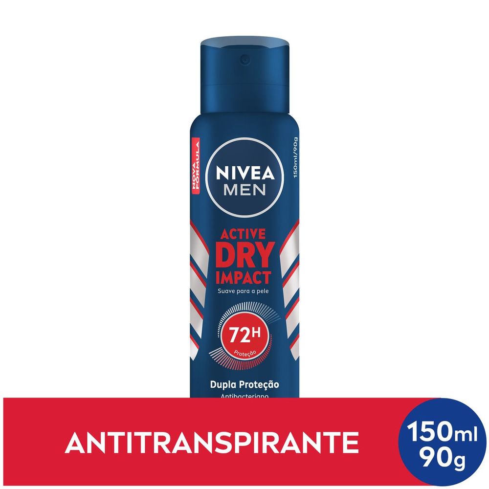 NIVEA MEN Desodorante Antitranspirante Aerossol Dry Impact 150ml - Leve2pague R$ 7,75(Cada)