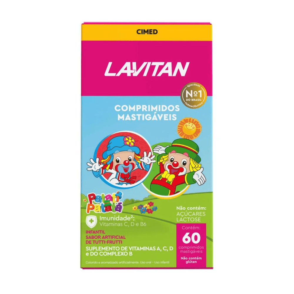2 Unidades Lavitan Kids Sabor Tutti-Frutti Com 60 Comprimidos Mastigáveis