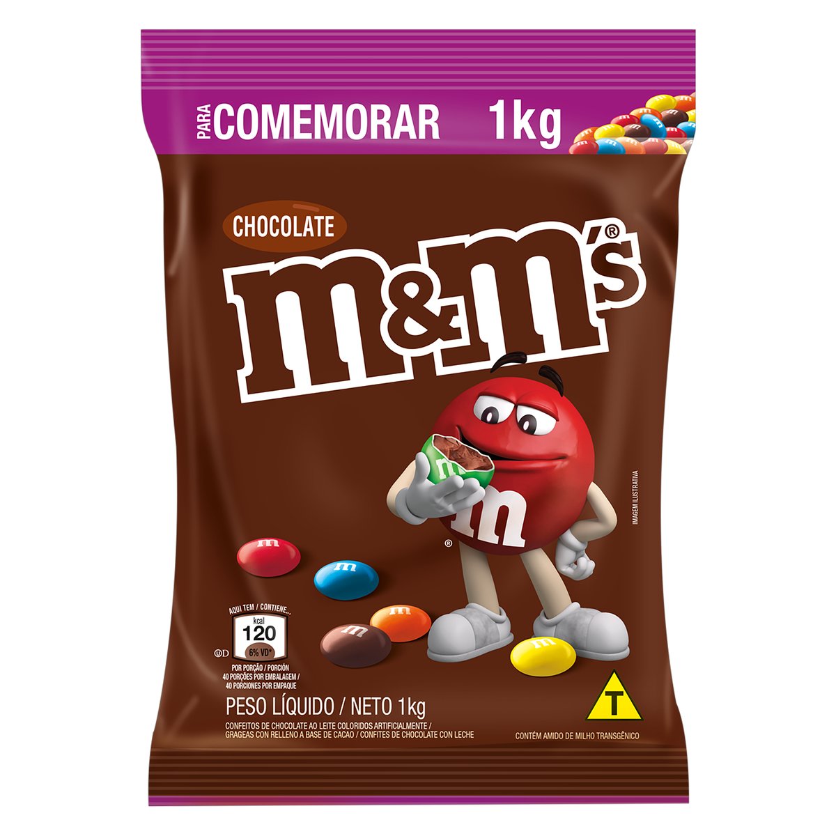 Confeito de Chocolate ao Leite M&M's 1kg