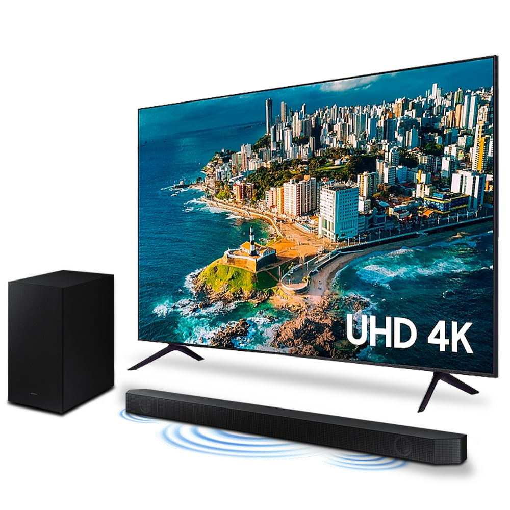 Combo Samsung Smart TV 75" UHD 4K 75CU7700 + Soundbar Samsung HW-Q600C
