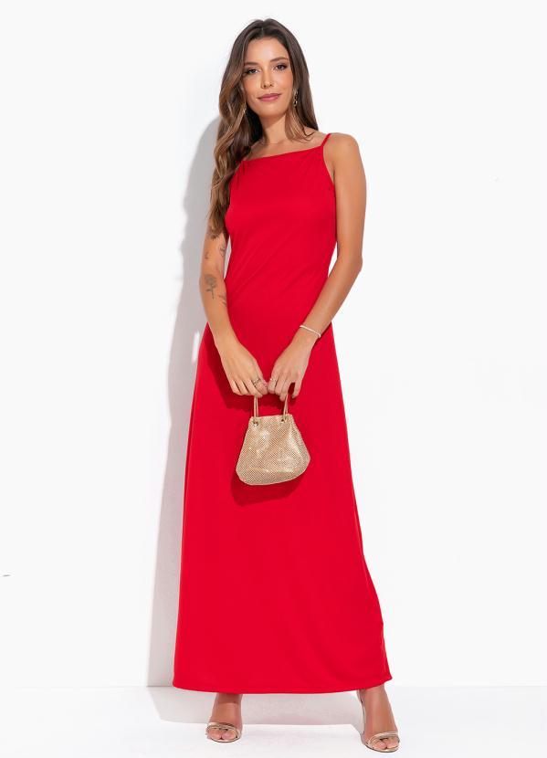 Moda Pop - Vestido Vermelha com Decote Profundo nas Costas