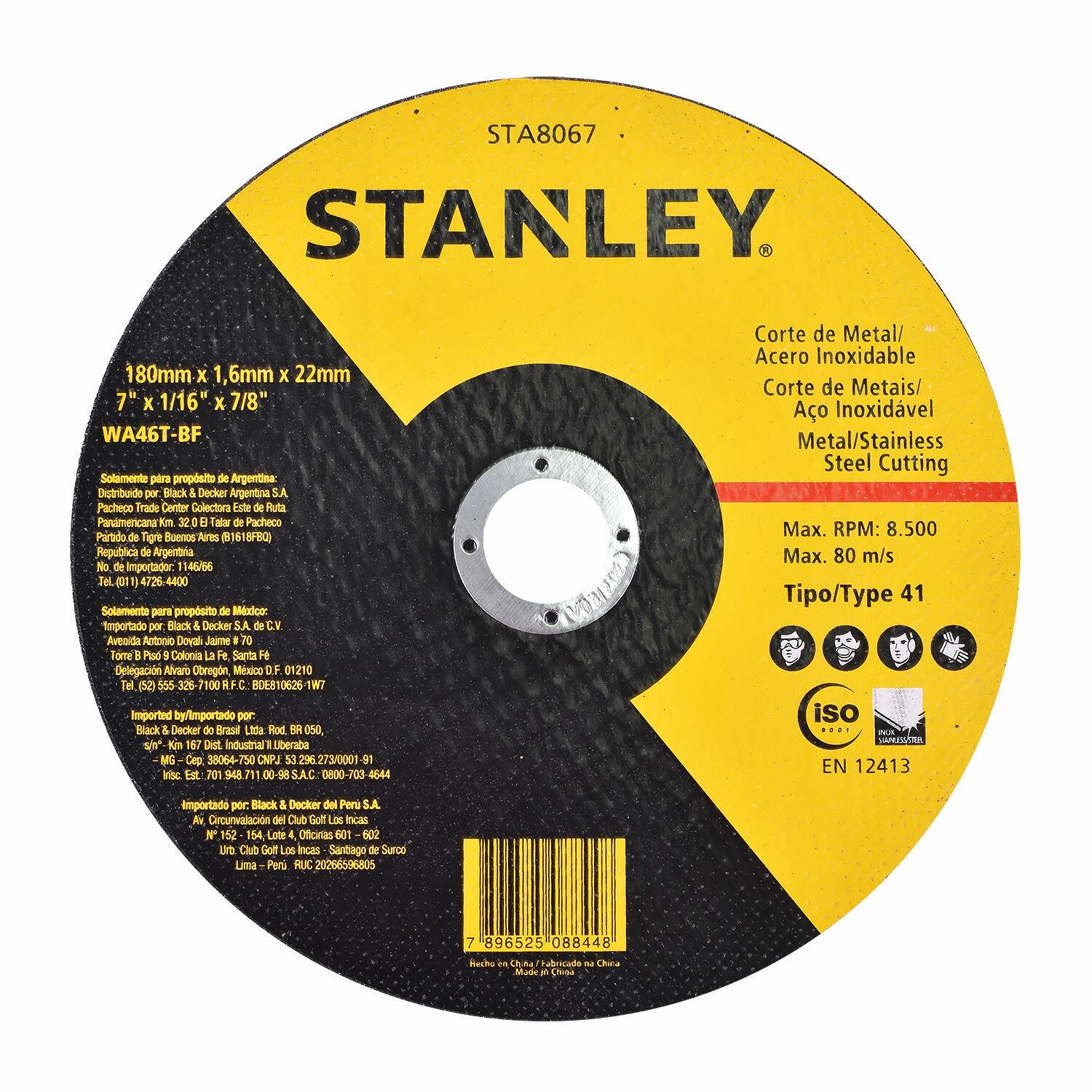 Disco de Corte Fino para Metais 7" X 1,6Mm X 7/8'' Stanley