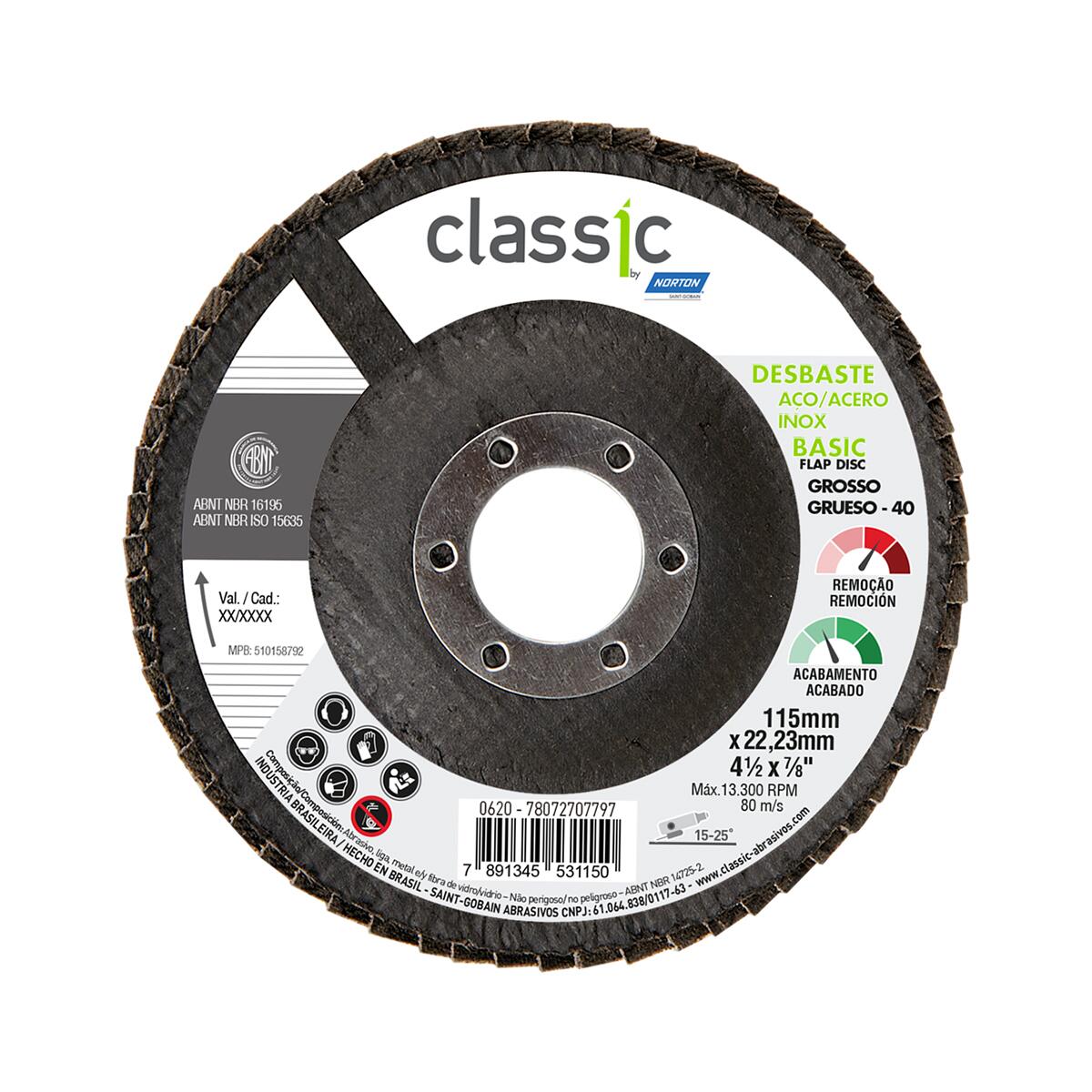 Disco Flap Classic Basic R201 155X22,23Mm Grão 40 Norton