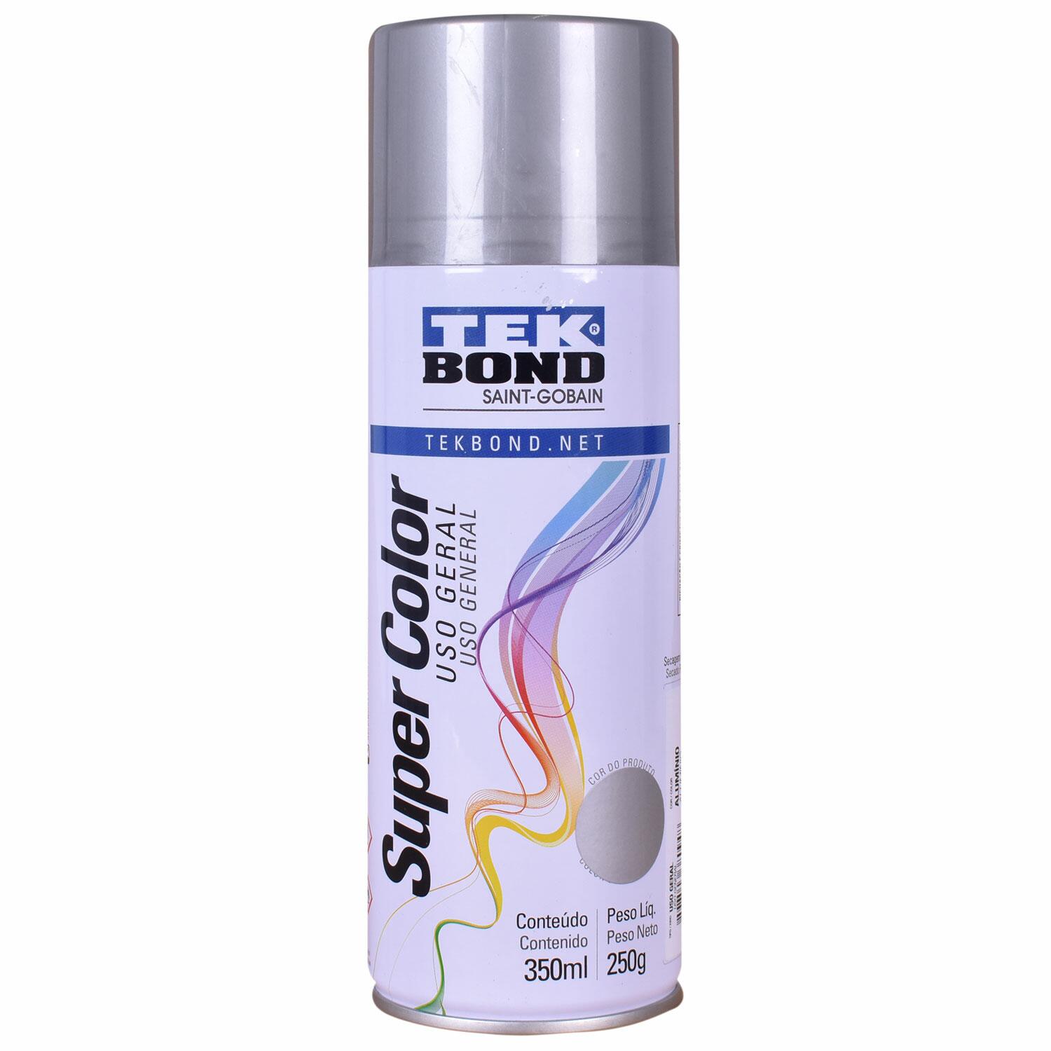 Tinta Spray Super Color para Uso Geral Alumínio 350Ml Tekbond