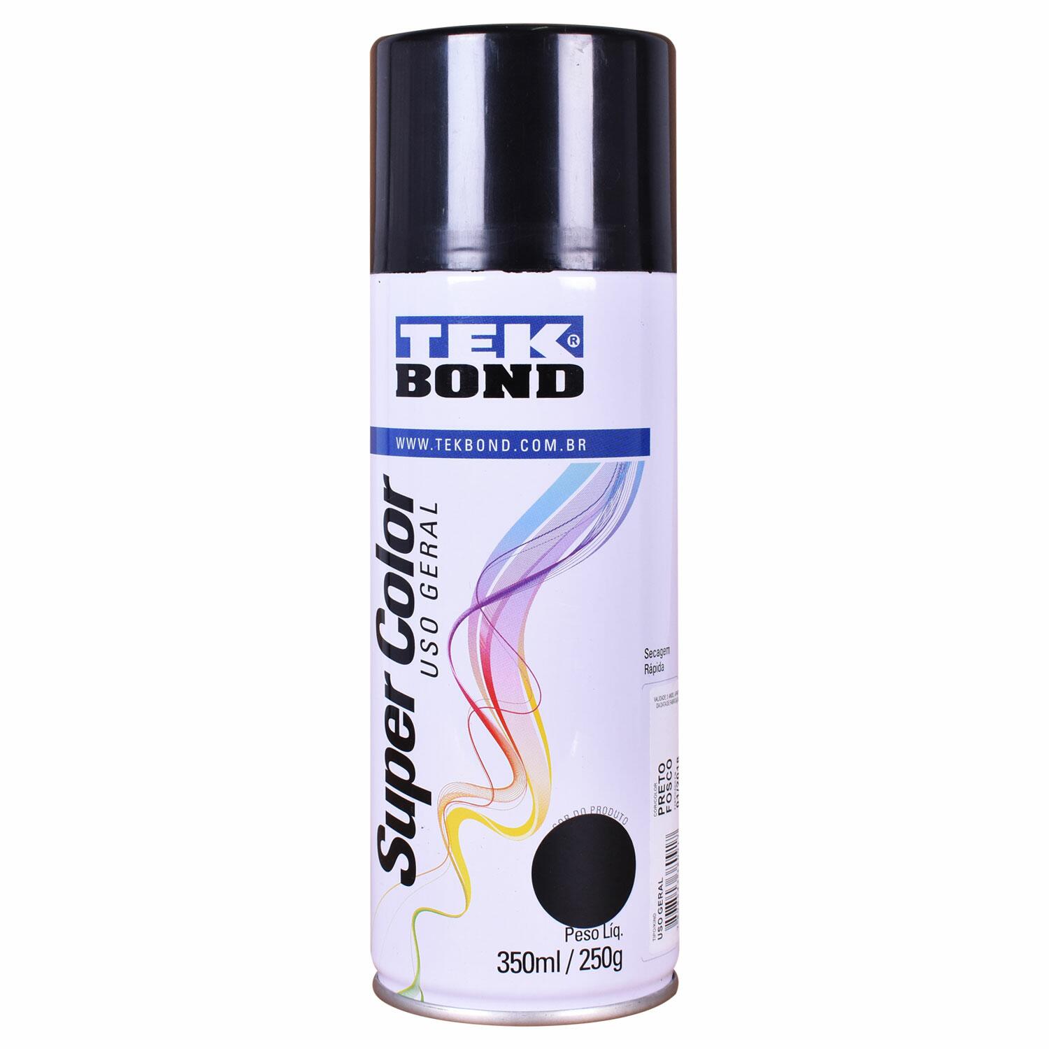 Tinta Spray Super Color Uso Geral Preto Fosco 350ml Tekbond