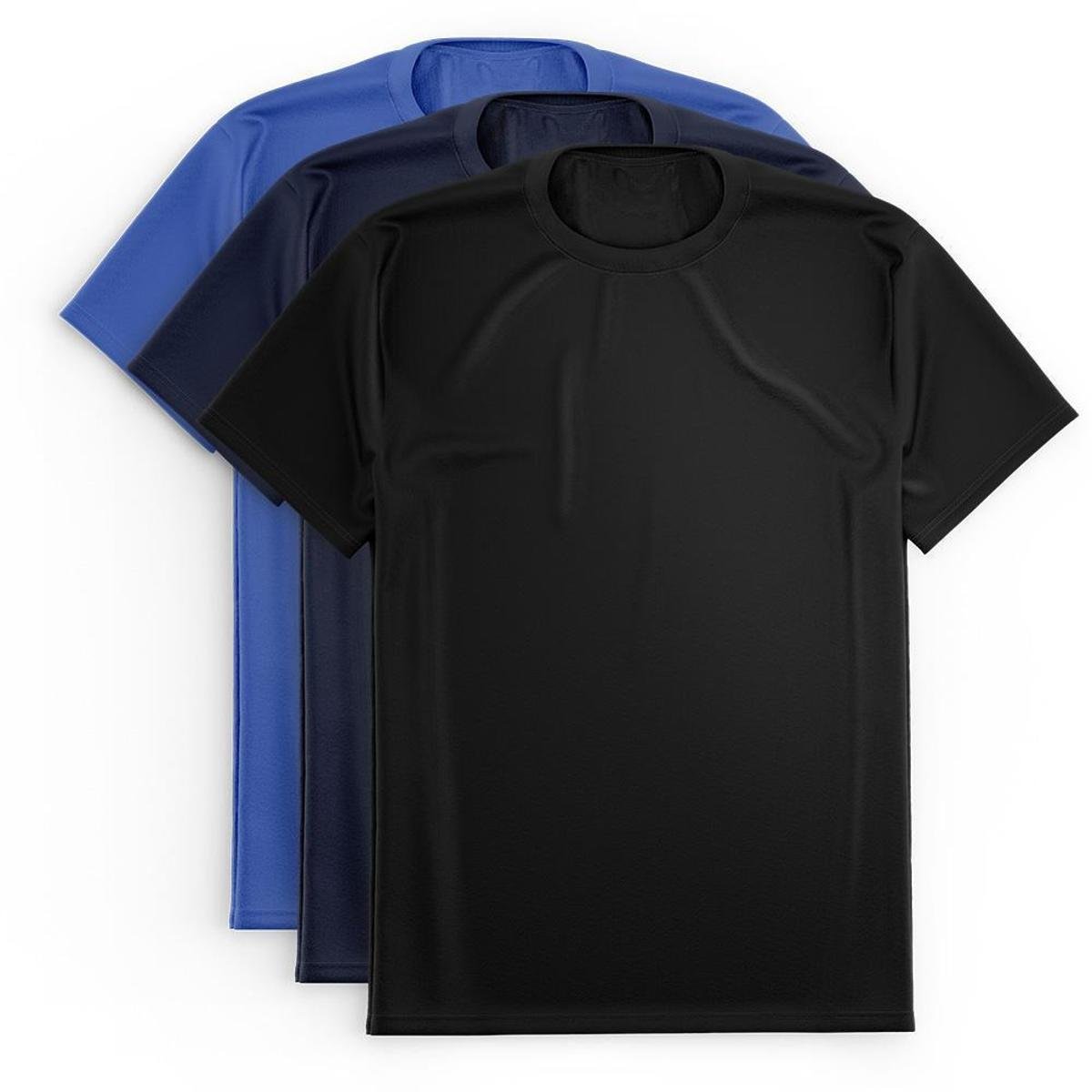 Kit 3 Camisetas Via Basic Dry Academia Proteção Solar UV Masculina