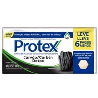 (R$ 0,73 centavos cada) Sabonete Antibacteriano Protex Carvão Detox barra, pacote com 6 unidades de 85g cada