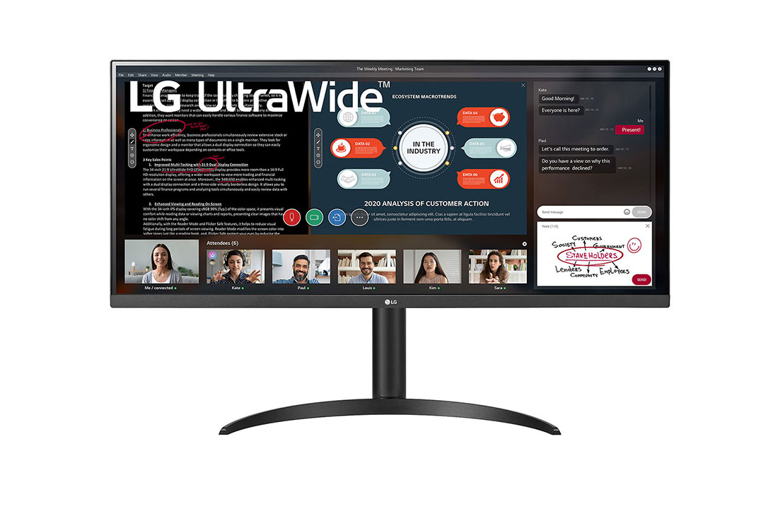 Monitor LG 34" IPS Ultra Wide Full HD HDMI HDR 10 95% sRGB FreeSync - 34WP550