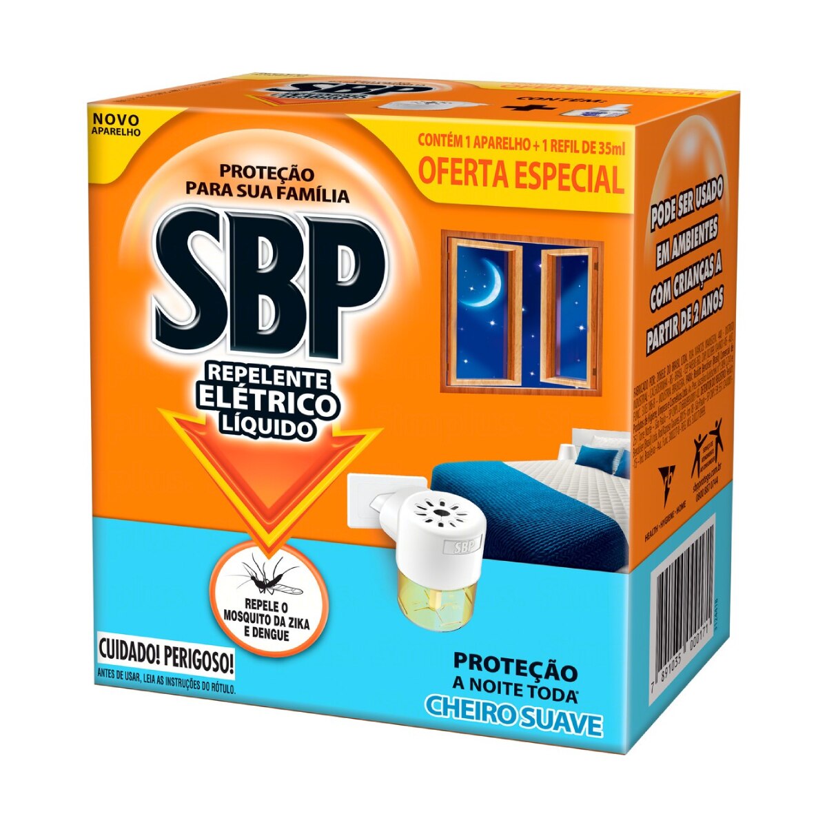 Repelente Eletrico Liquido SBP 45 Noites Cheiro Suave + Refil