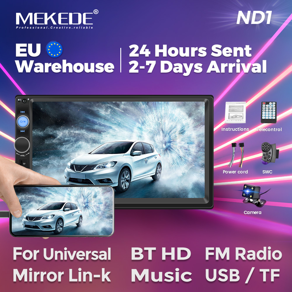 [IMPOSTO INCLUSO] Multimedia Player MEKEDE, Rádio do Carro, MP5 Player, 2 Din, Auto Audio, USB, BT