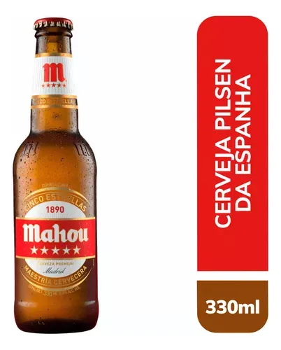 Cerveja Mahou Cinco Estrellas Pilsen Importada Espanha 330ml - R$ 5