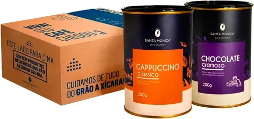 [ PRIME | REC | R$ 13 CADA ] Pack de 2 latas Lácteos 200g Santa Monica - Chocolate Europeu e Cappuccino