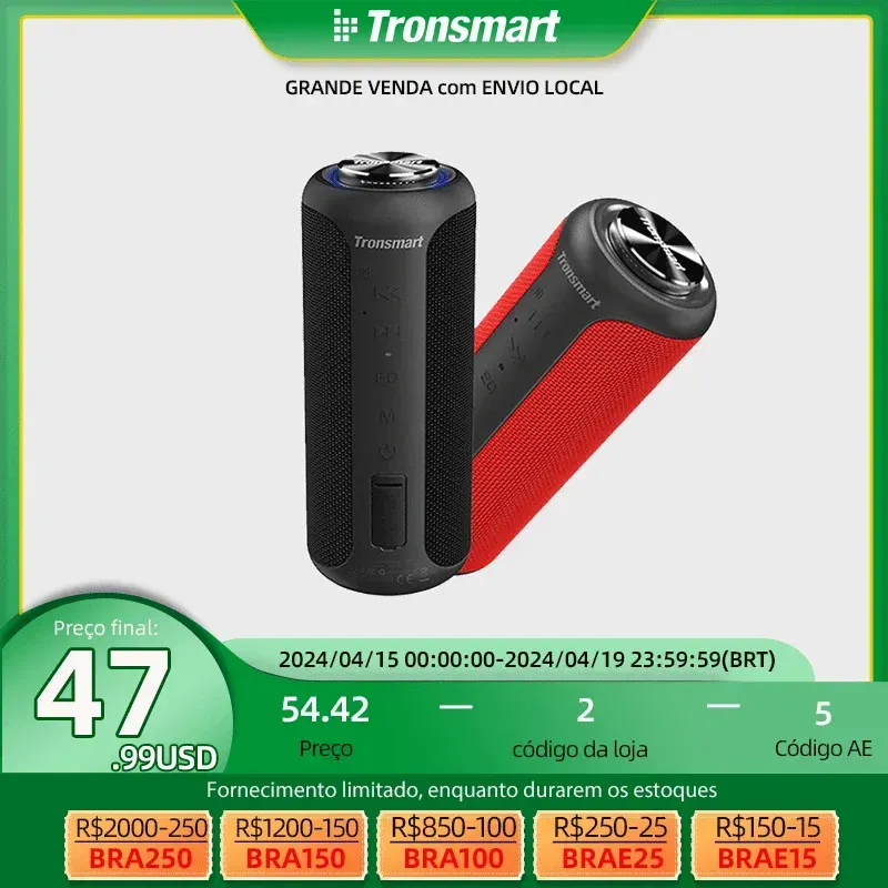Tronsmart T6 Plus (upgraded Edition) Coluna Portátil Do Orador Ipx6 Do Orador 40w De Bluetooth 5.0 Com Nfc