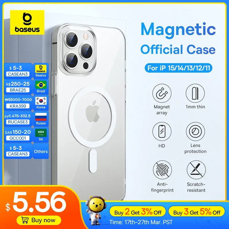 Baseus Magnético Transparente Caso Do Telefone Para O Iphone 13 Pro Max 13pro Capa De Carregamento Sem Fio Para O Iphone 12 Pro Max