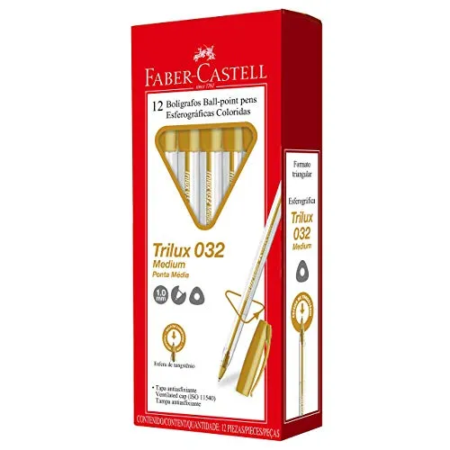 [R$ 11,61 SUPER] Trilux Colors Ouro - Cartucho com 12 Unidades, Faber-Castell, Mista