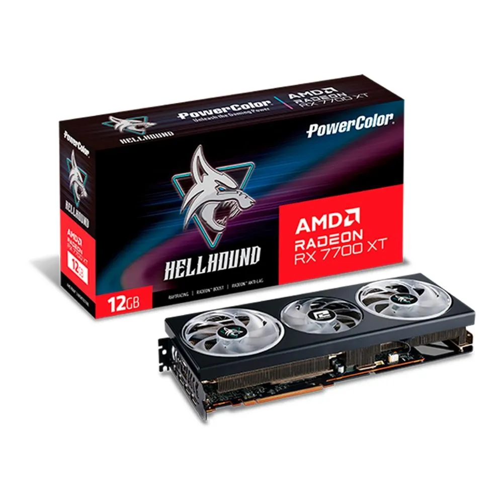 [APP] Placa de Vídeo RX 7700 XT Hellhound PowerColor AMD Radeon, 12GB GDDR6, Ray Tracing - RX7700XT