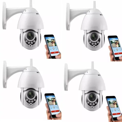 Kit 4 Câmeras ip Rotativa Icsee Dome Gira 320º Prova D'água Externa Segurança WiFi Infravermelho Visão Noturna