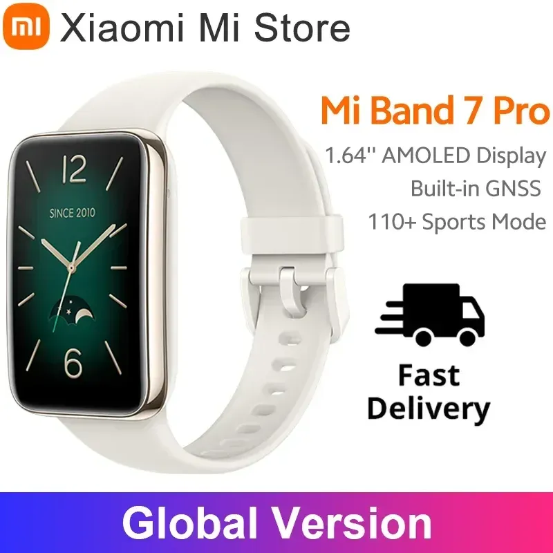 (Taxa Inclusa) Xiaomi Mi Band 7 Pro Smart Band, Versão Global, Tela Curva AMOLED 1.64, GPS