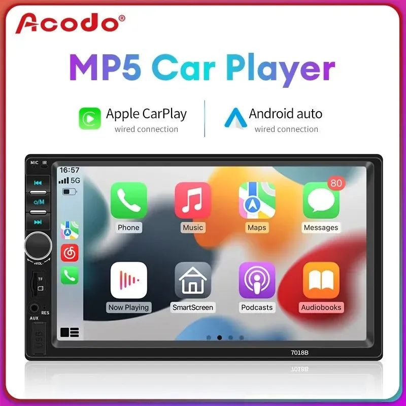 Rádio p/ Carro 2 Din Tela De Toque Multimídia Bluetooth Usb/tf Rádio Fm Autoradio Áudio Mp5 Player - Monitores Automotivos