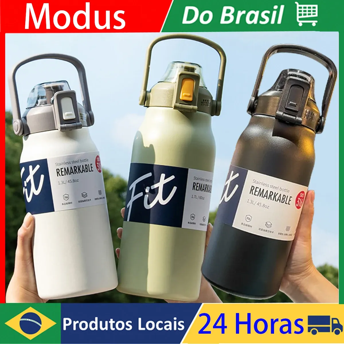 [Do Brasil] Garrafa Térmica Tumbler De Viagem Vacuum Inox 1,7L Litros