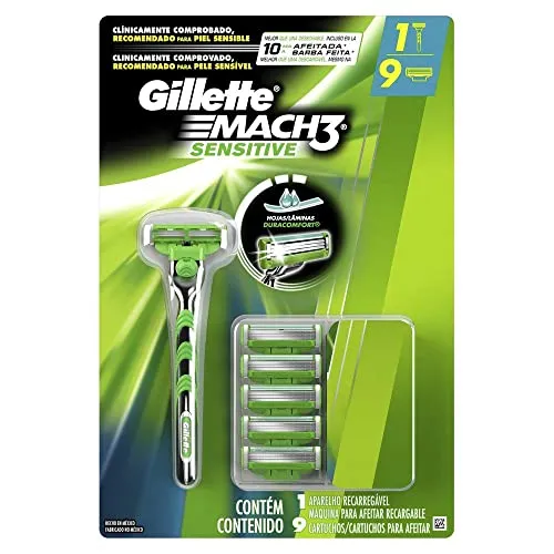 Gillette Aparelho De Barbear Mach3 Sensitive + 9 Cargas