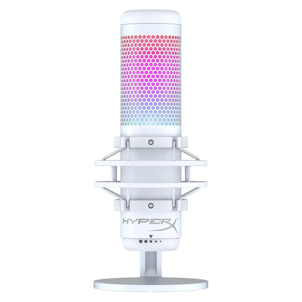 Microfone Gamer HyperX QuadCast S Podcast, Antivibração, LED RGB, USB, Compatível com PC, PS4 e Mac, Branco - 519P0AA
