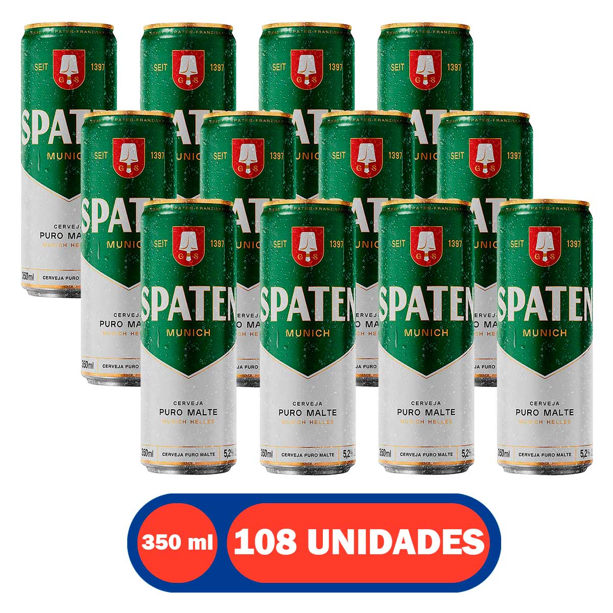Cerveja Spaten Lata Sleek 350 ml 108 Unidades