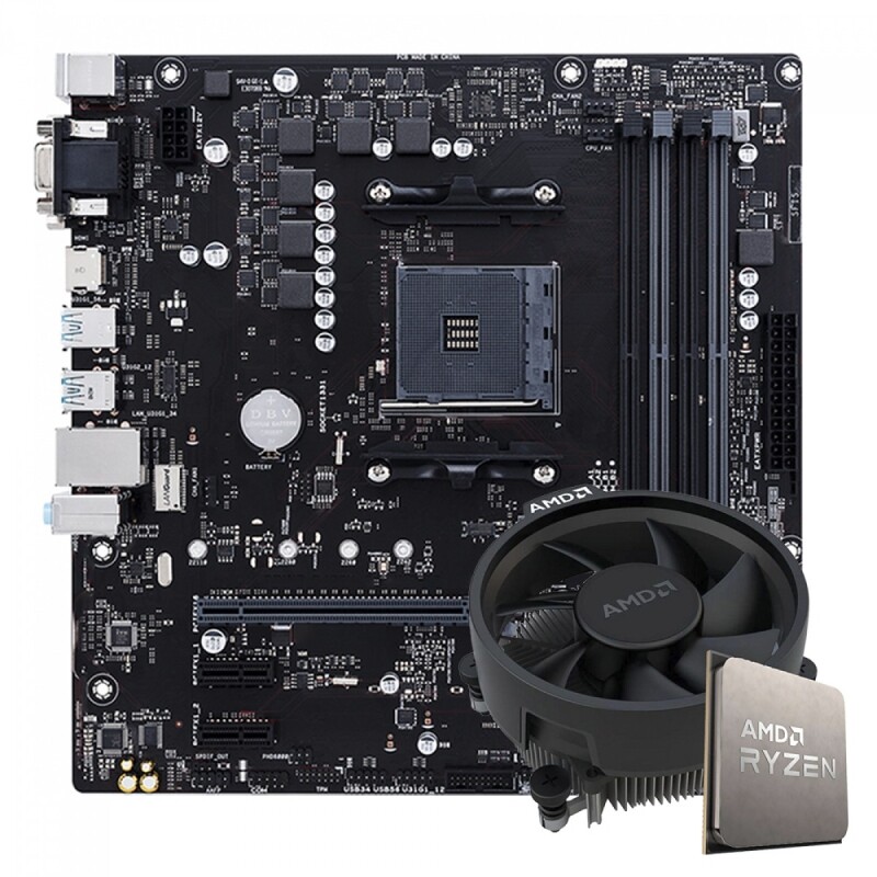 Kit Upgrade Processador AMD Ryzen 5 4600G + Placa Mãe Gigabyte B450M Gaming