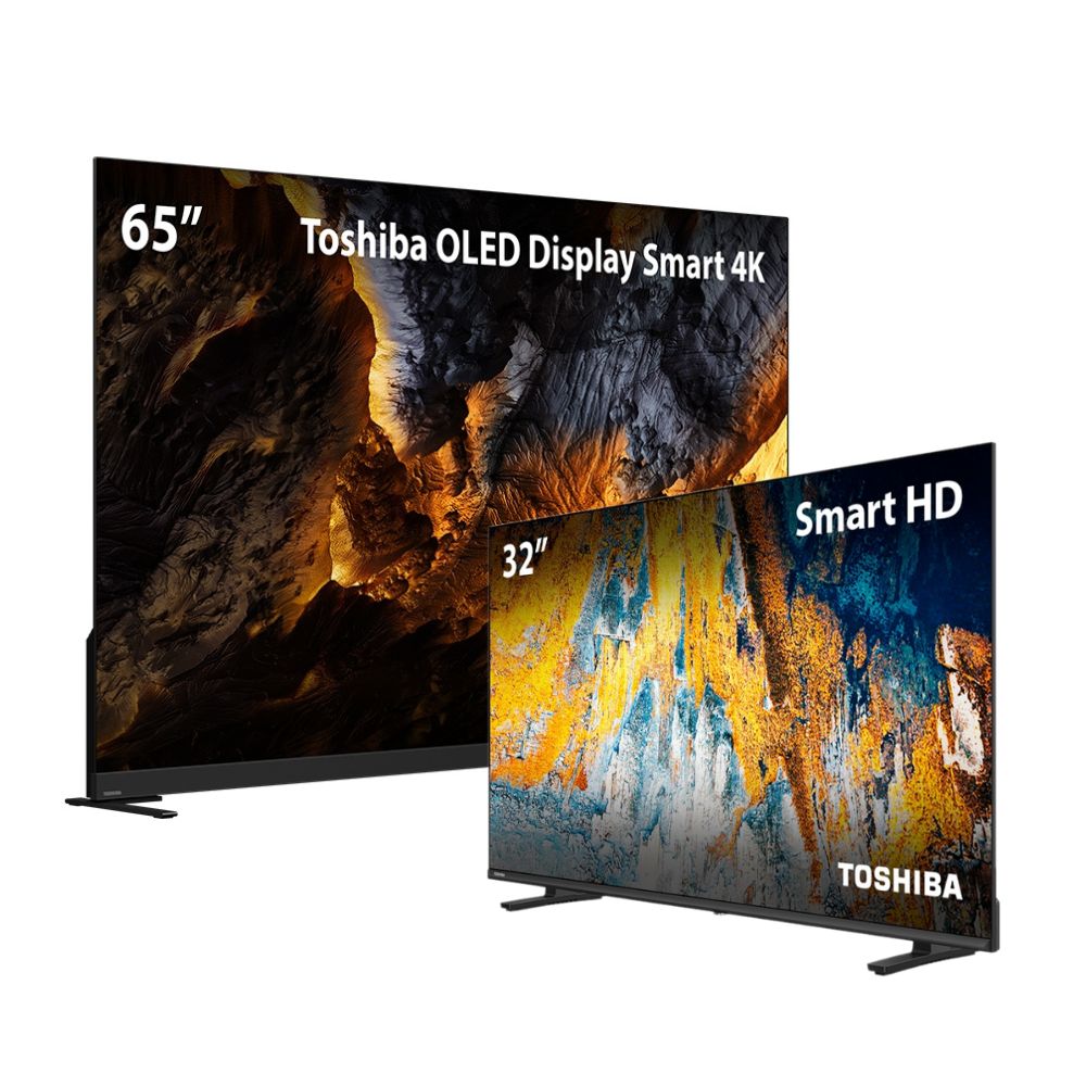 Compre Smart TV 65 Toshiba OLED 4K e Leve Smart TV Toshiba 32" DLED HD - TB0183MK
